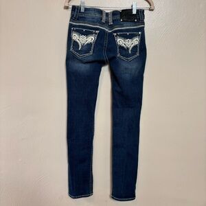 DryAd Women's Jeans Skinny Embellished Pockets Gem Size 25 x 32 Dark‎